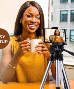 lapel microphone and tripod phone stand